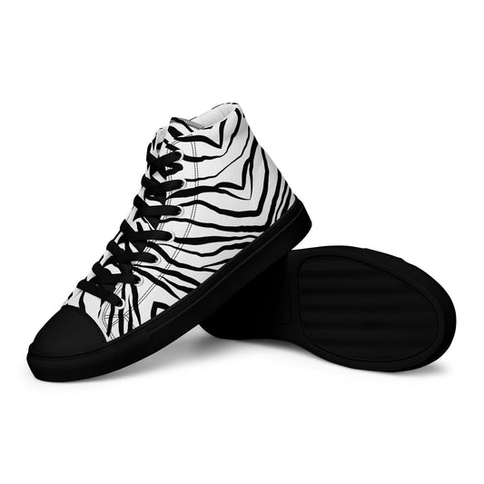 Striped Zebra Vibrance Men’s High Top Canvas Shoes