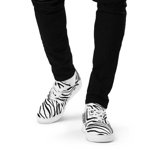 Striped Zebra Vibrance Men’s Lace-up Canvas Shoes
