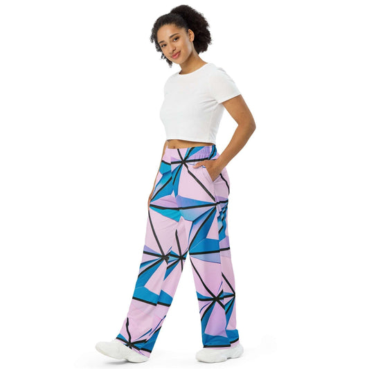 All-over Geometry Print Women's Wide-leg Pants FLAKOUT