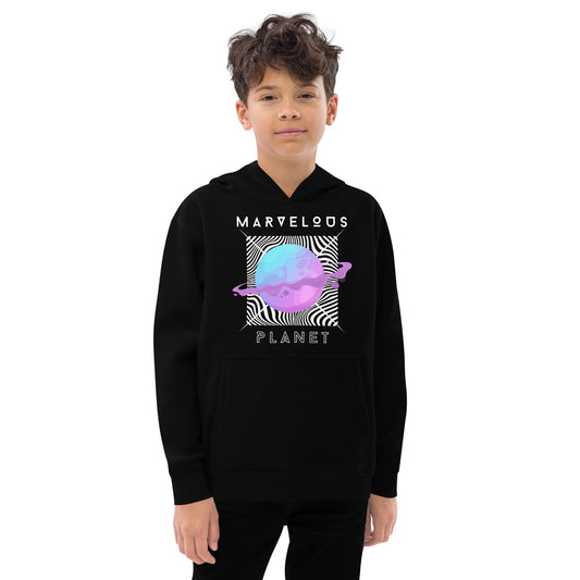 Kid's Unisex Fleece Hoodie Marvelous Planet Print FLAKOUT