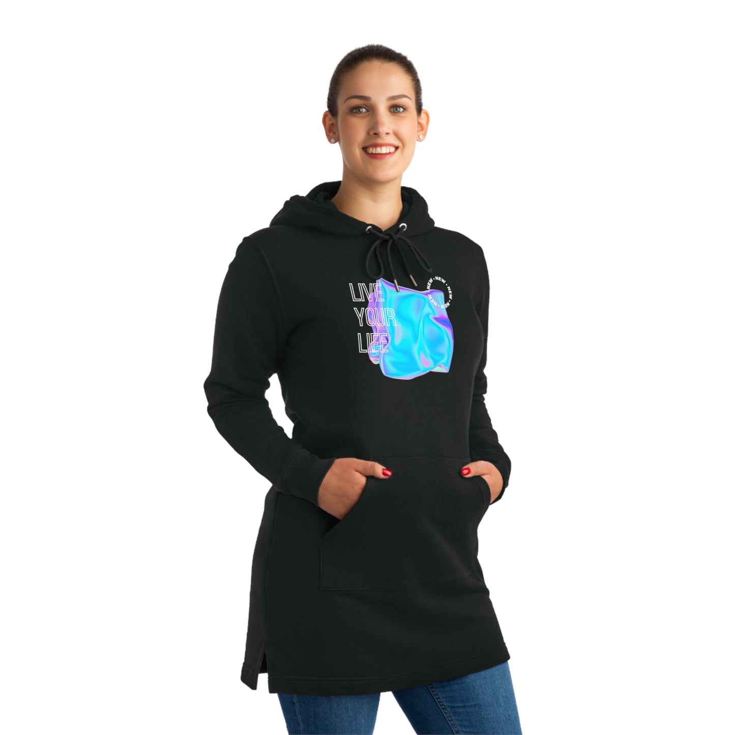 Vivid Existence Live Your Life Women's Hoodie Dress
