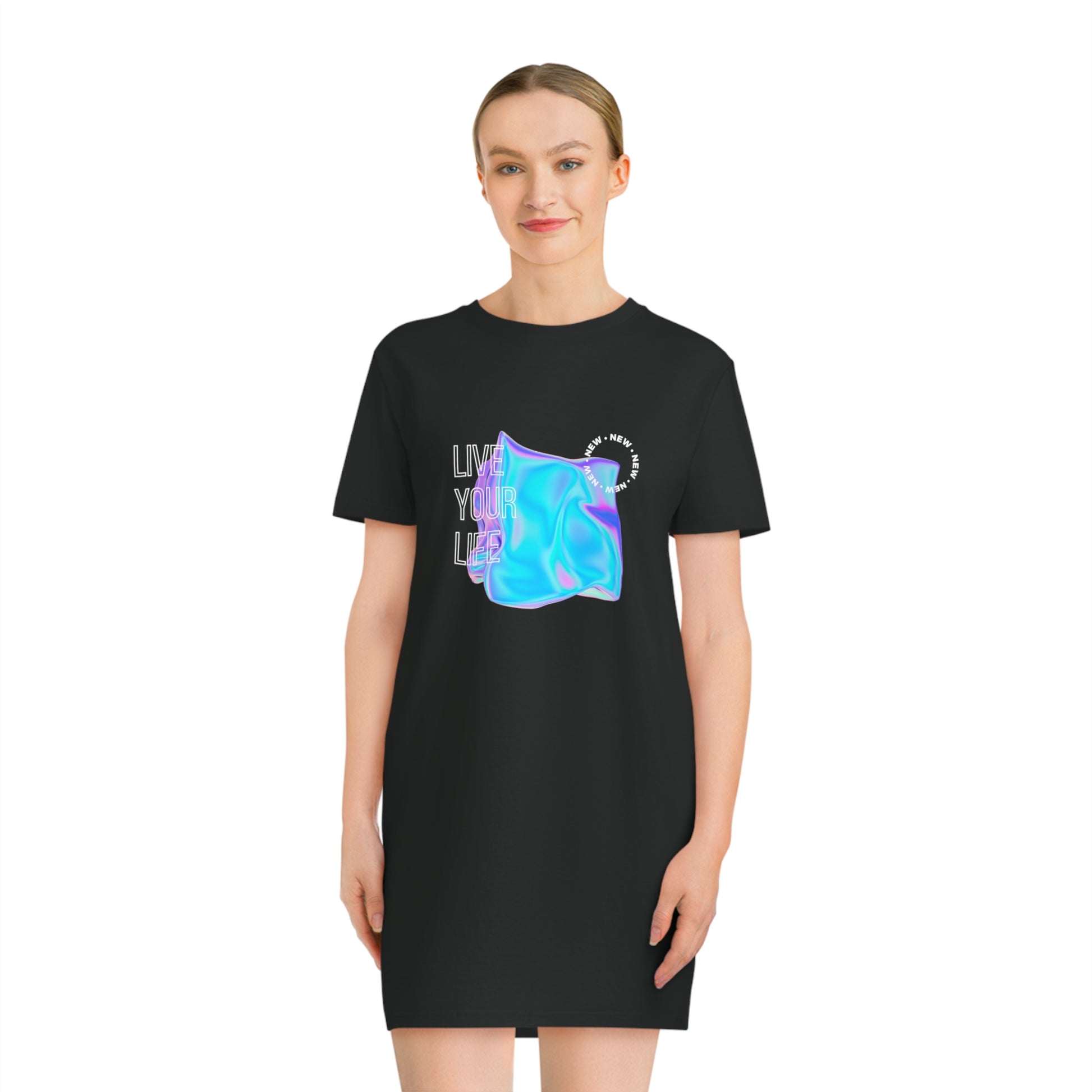 Vivid Existence Live Your Life Women's T-shirt Dress - FLAKOUT