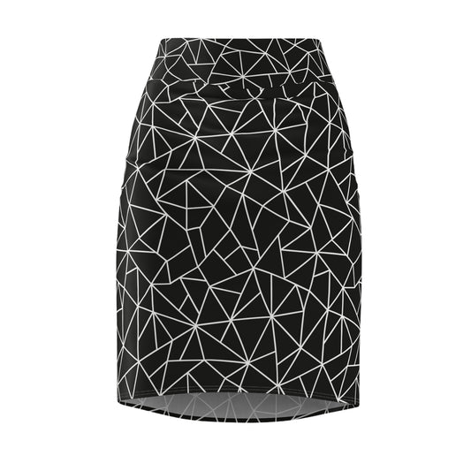 Angular Allure Black Women's Pencil Skirt