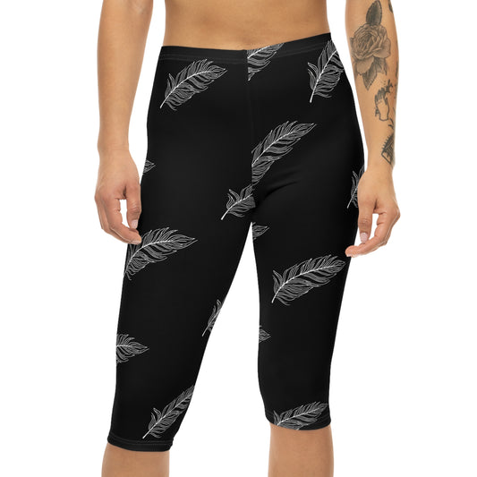 Ethereal Plumes Women’s Capri Leggings - FLAKOUT