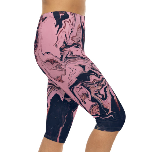 Azure Twilight Women’s Capri Leggings - FLAKOUT