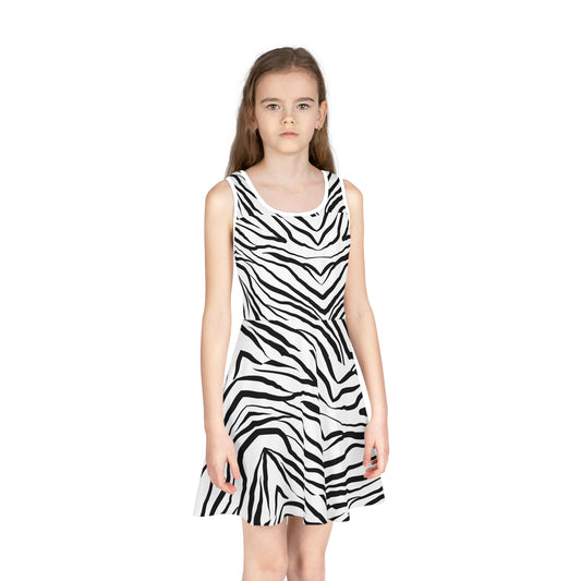 Striped Zebra Vibrance Girl's Sleeveless Sundress