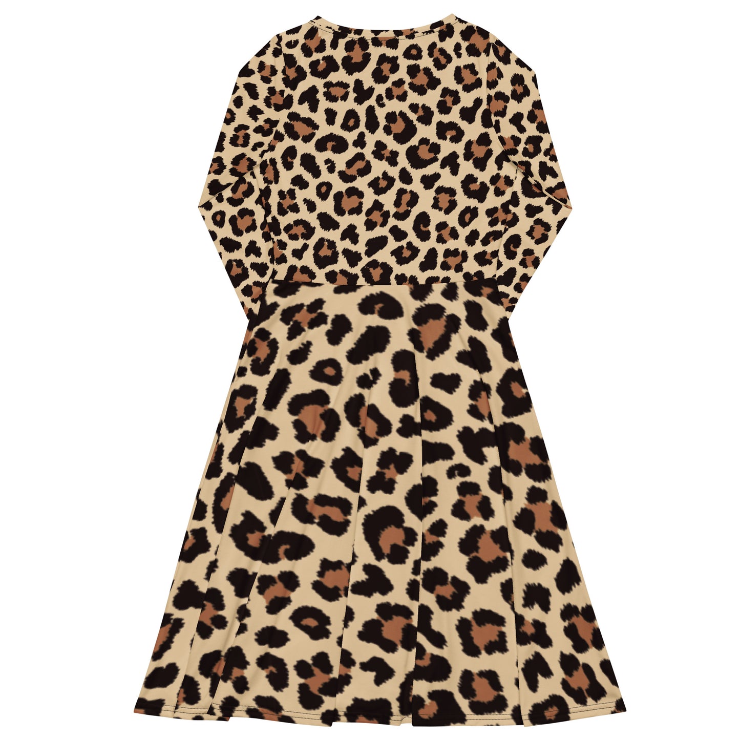 Leopar Chic Feline Women's Long Sleeve Midi Dress