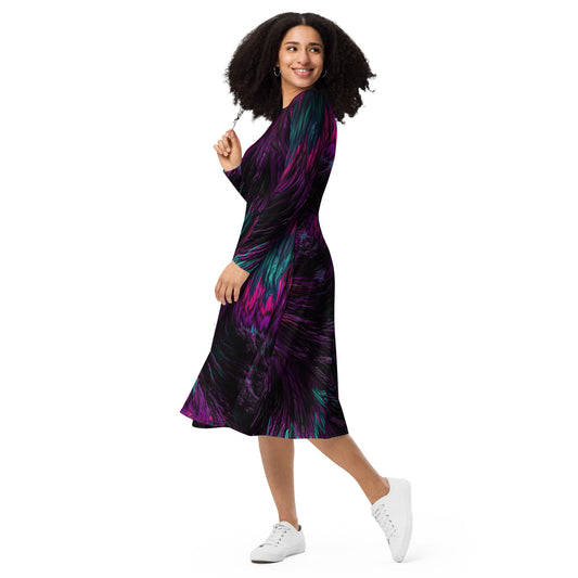 Harmony Fusion Women's Long Sleeve Midi Dress