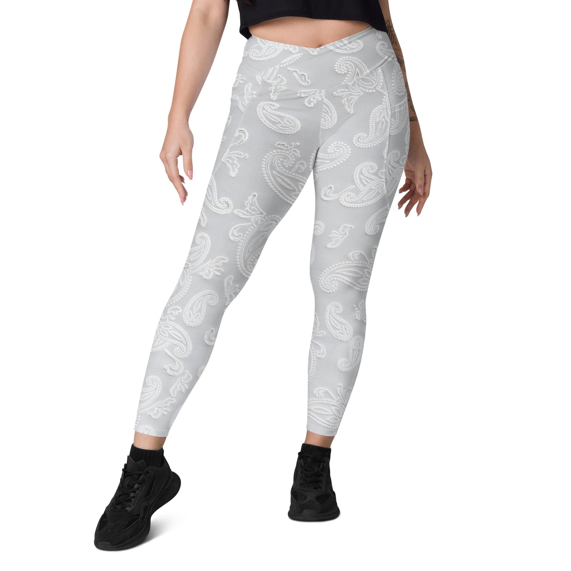 Fabric Sigils Women's Recycled Crossover Leggings With Pockets - FLAKOUT