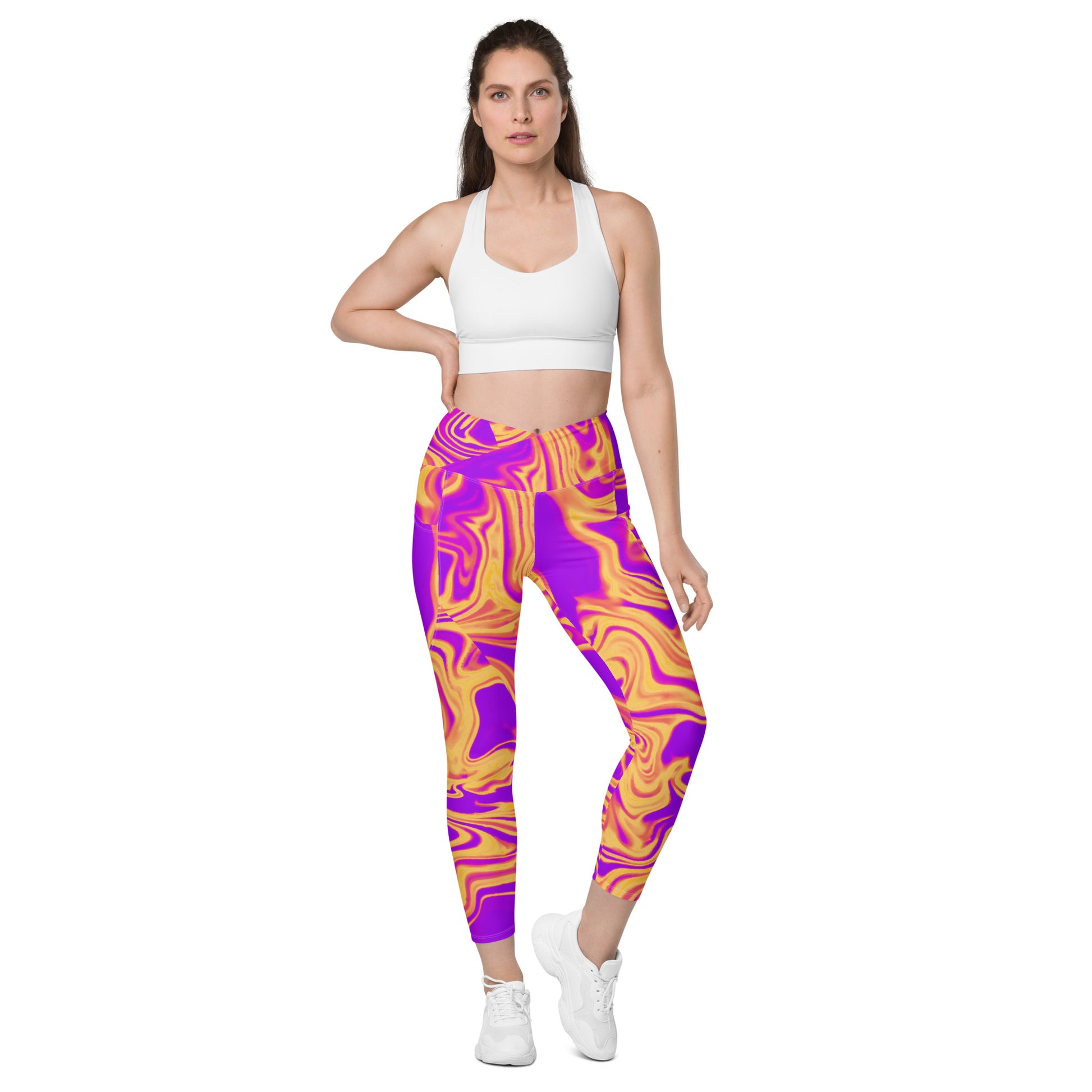 Cosmic Flow Women's Recycled Crossover Leggings With Pockets - FLAKOUT