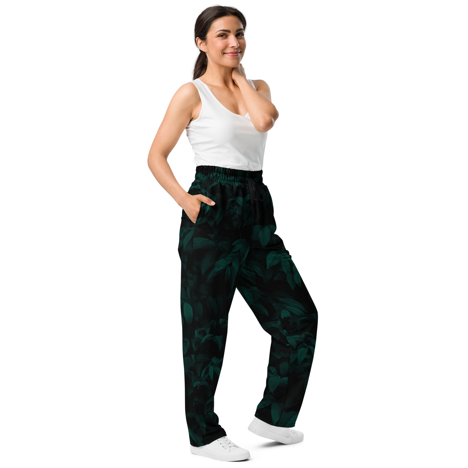 Leafy Oasis Women's Wide-leg Recycled Joggers - FLAKOUT