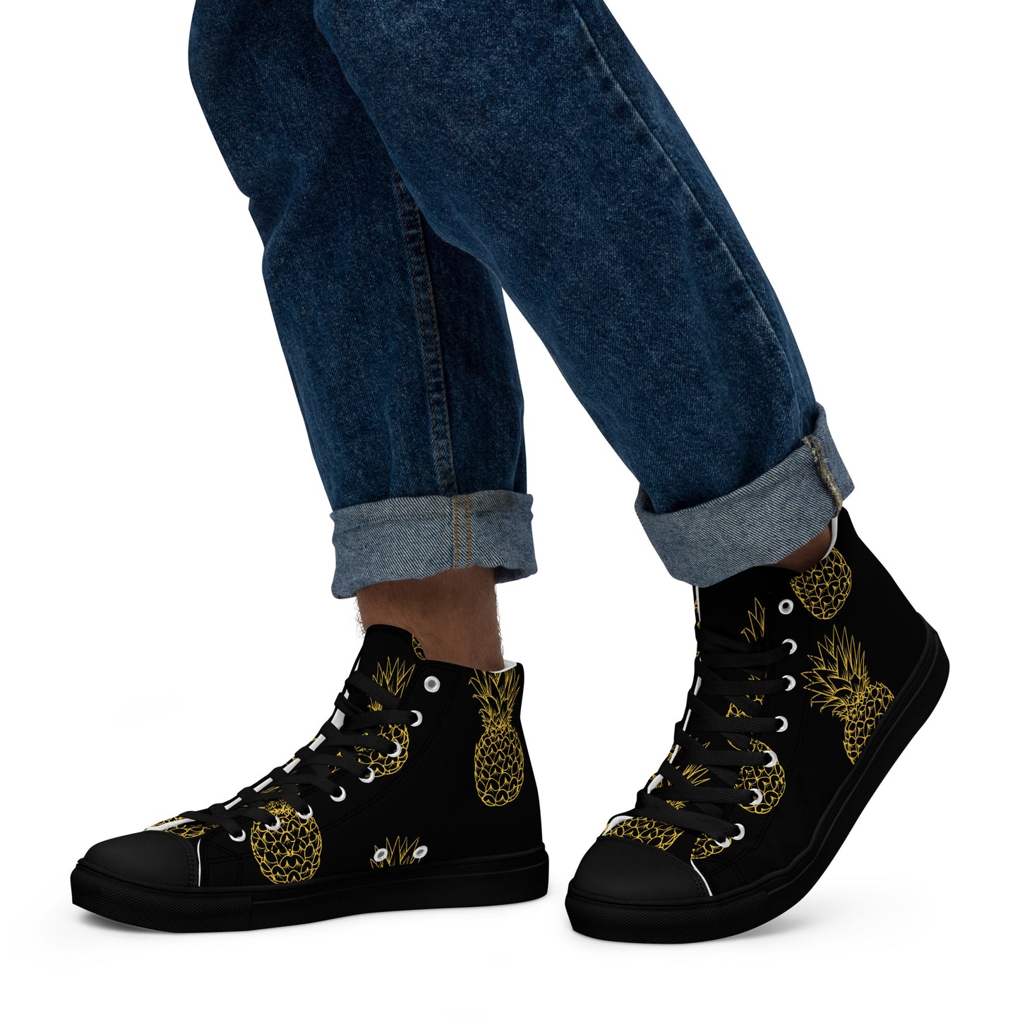 Pineapple Bliss Men’s High Top Canvas Shoes - FLAKOUT