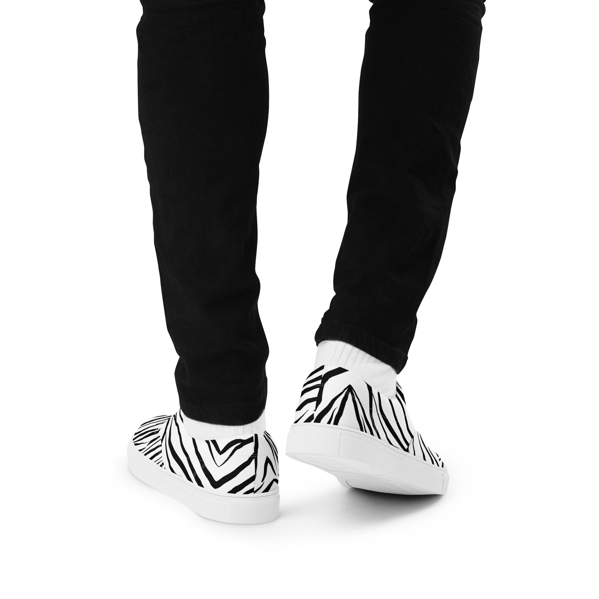 Striped Zebra Vibrance Men’s Lace-up Canvas Shoes - FLAKOUT