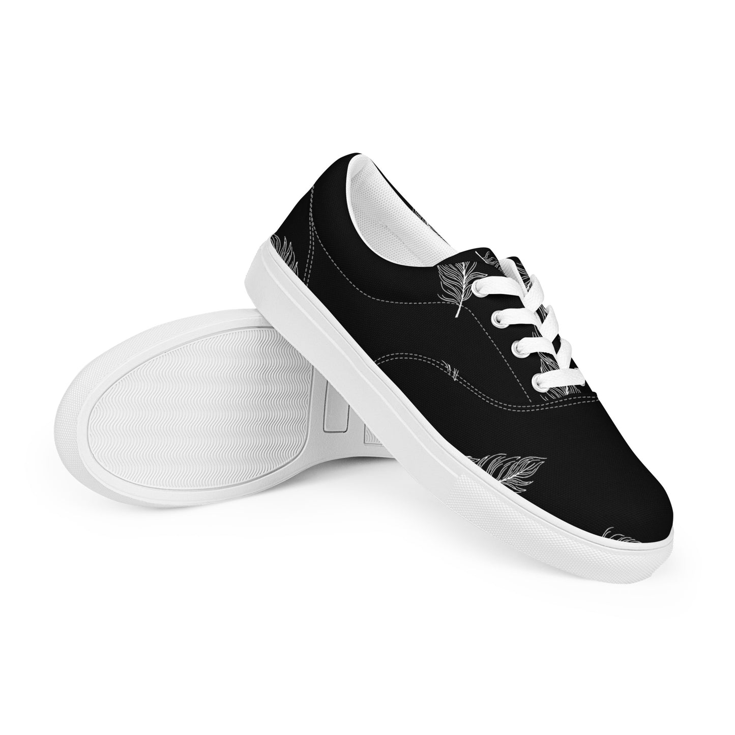 Ethereal Plumes Men’s Lace-up Canvas Shoes - FLAKOUT