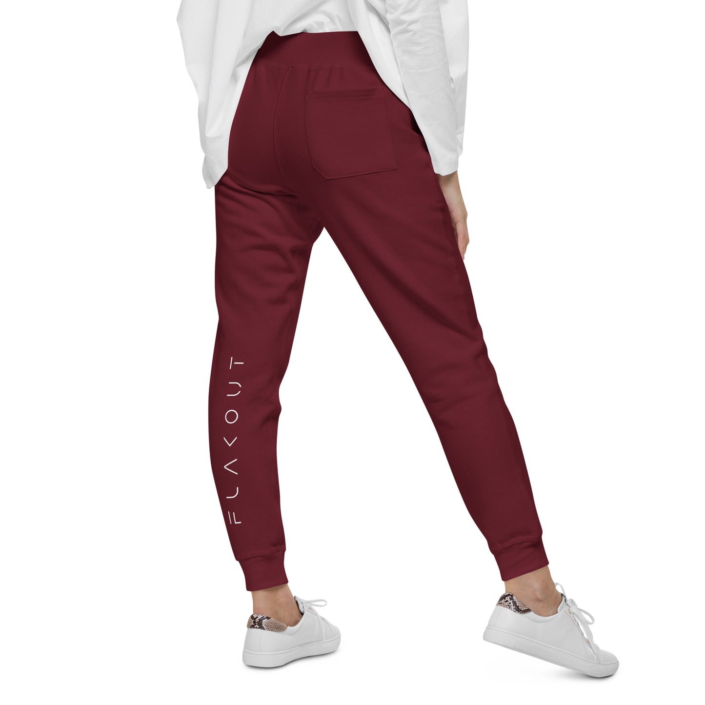 FLAKOUT Logo Back Leg Unisex Fleece Sweatpants - Maroon - FLAKOUT