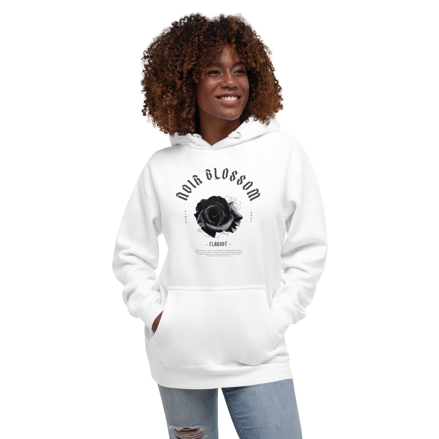 Noir Blossom Unisex Hoodie - FLAKOUT