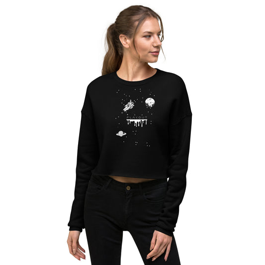 Astronaut Women's Crop Sweatshirt - Black