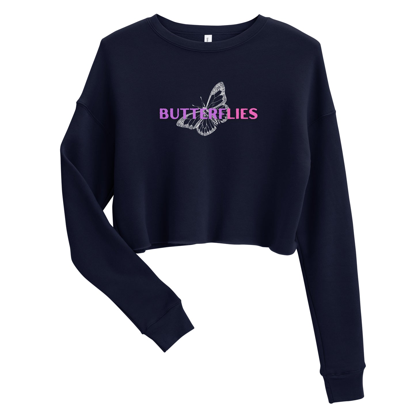 Whispers Of Wings Butterflies Women's Crop Sweatshirt - Navy