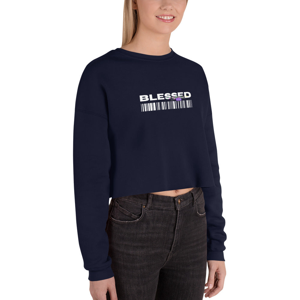 Divine Grace Blessed Women's Crop Sweatshirt - Navy
