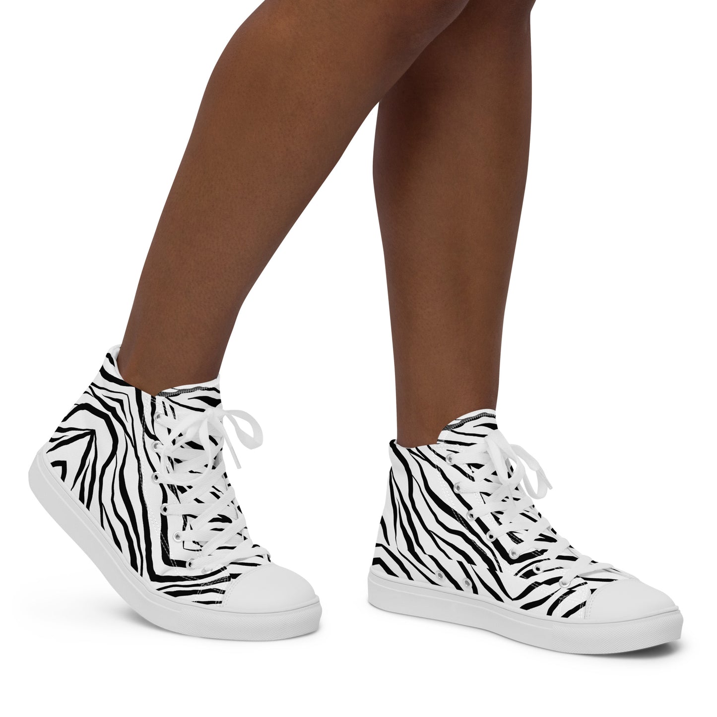 Striped Zebra Vibrance Women’s High Top Canvas Shoes