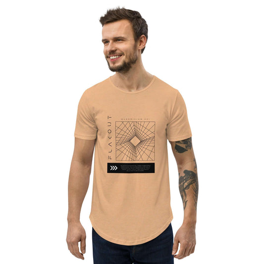Men's Curved Hem T-shirt Quadrivium Print FLAKOUT