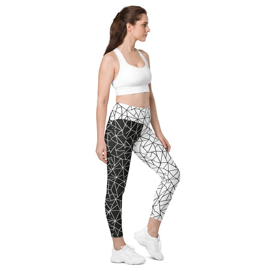 Women's Double Color Leggings With Pockets Geometry Print FLAKOUT