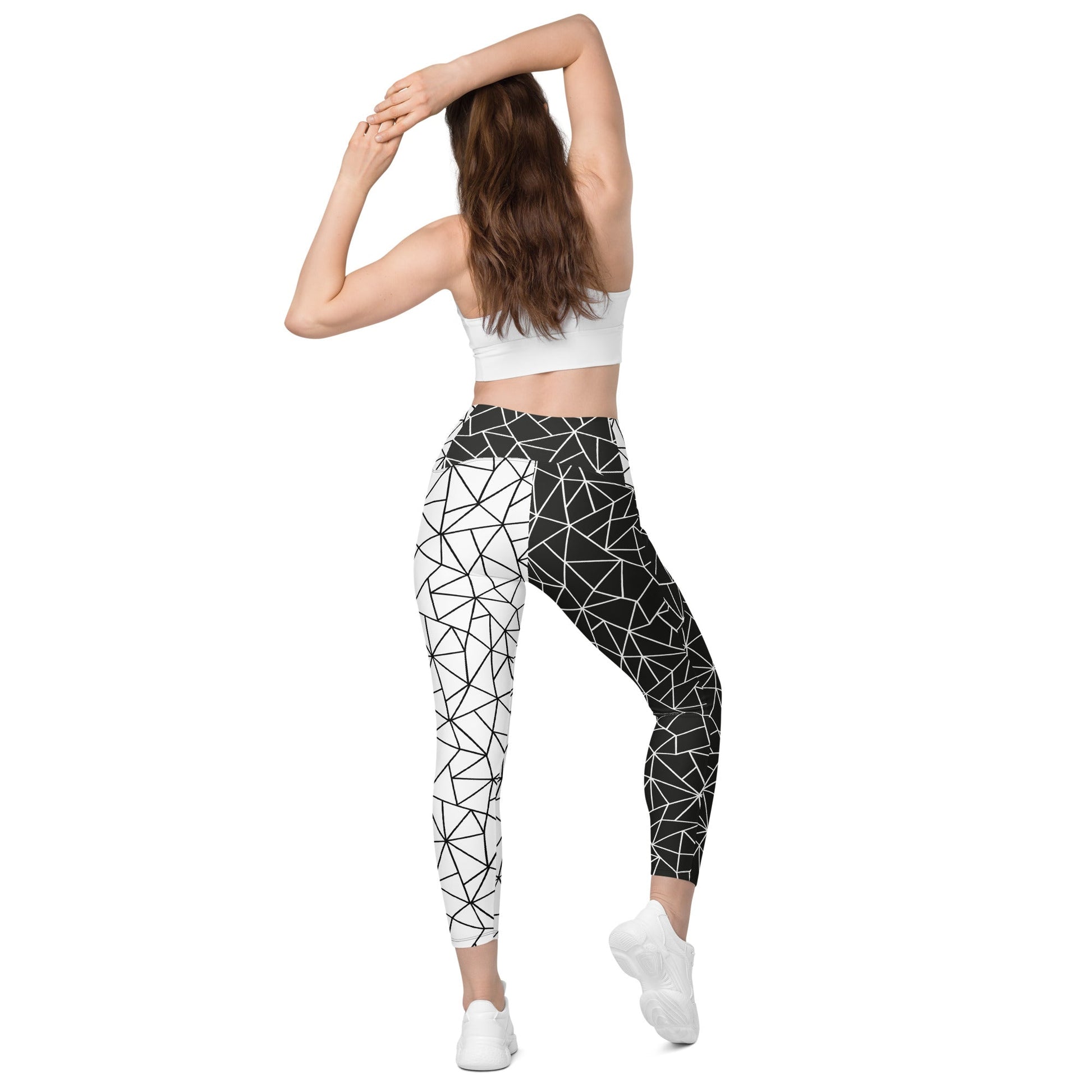 Women's Double Color Leggings With Pockets Geometry Print FLAKOUT